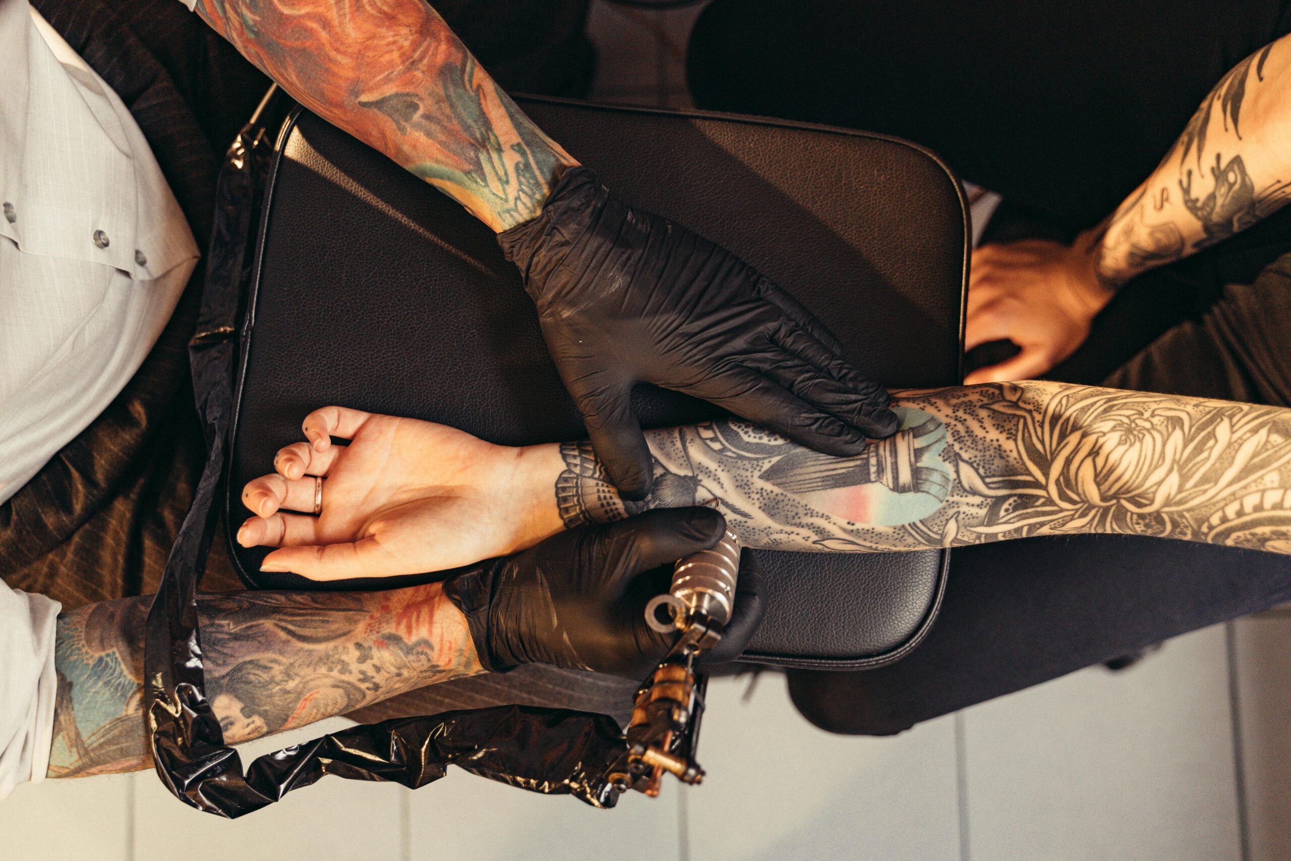 An intricate sleeve tattoo featuring characters from The Legend of Zelda series