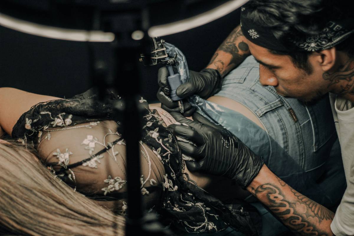 Side-by-side image showing faded versus well-maintained gaming tattoos.