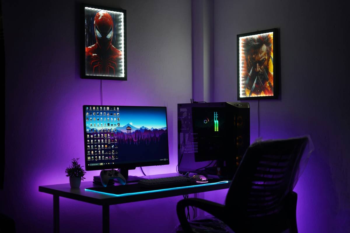 Chill gaming desk setup