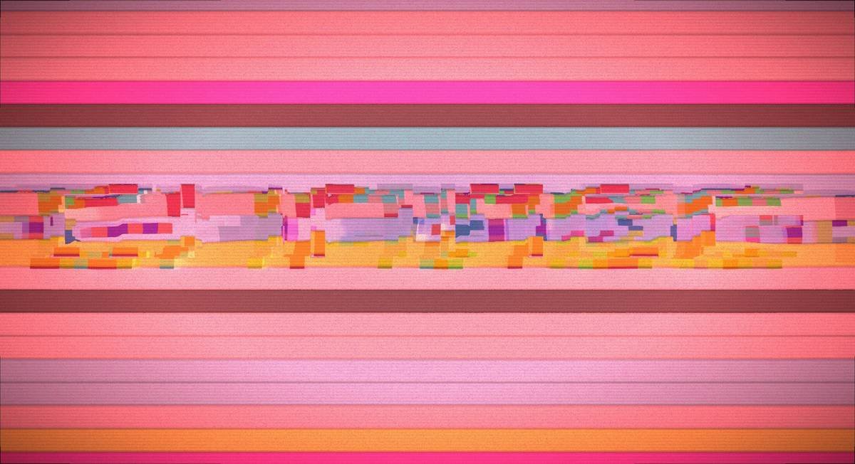 Abstract colorful horizontal stripes with glitch effect